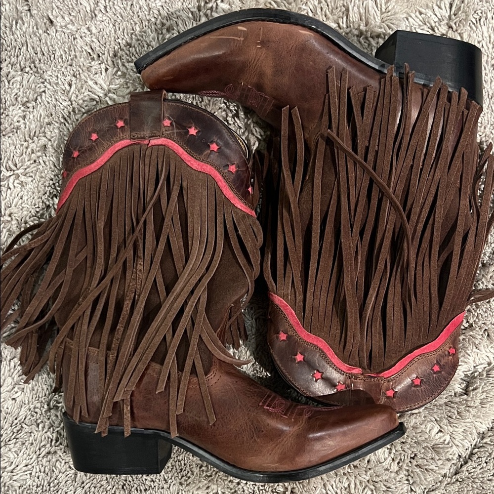 Smokey Mountain Brown Fringe Western Boots